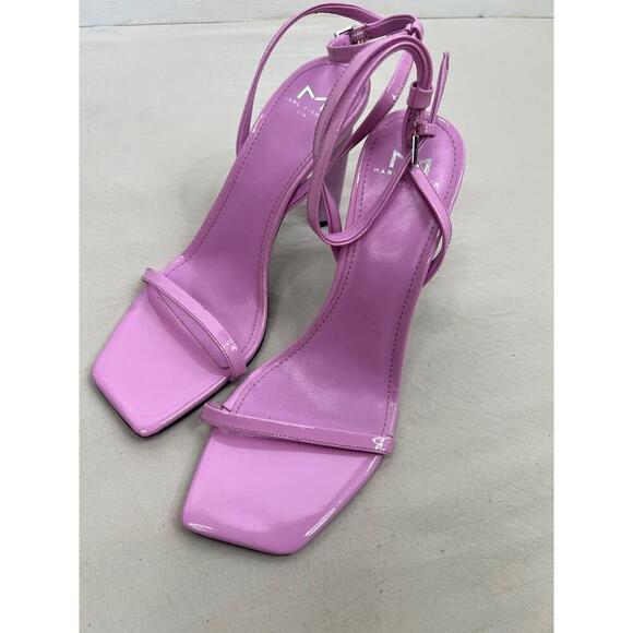 Marc Fisher Arthur Heels Size 7 Pink Strappy Square Toe Ankle Strap Modern Chic - Picture 2 of 12